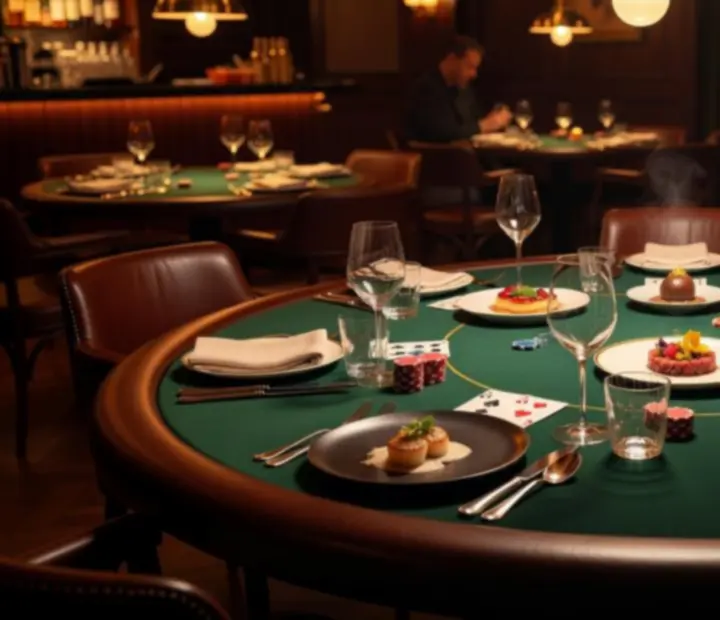 Elegancka degustacja dań podczas wieczoru pokerowego w restauracji