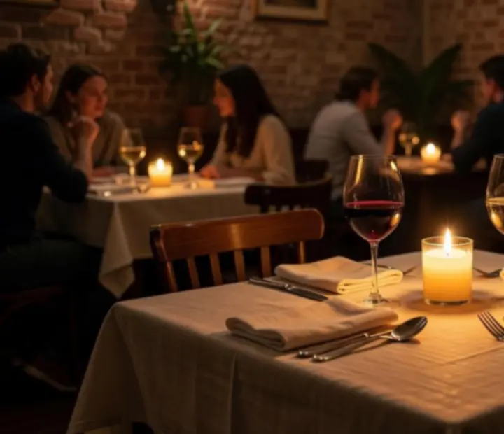 Nastrojowa wieczorna kolacja w eleganckiej restauracji