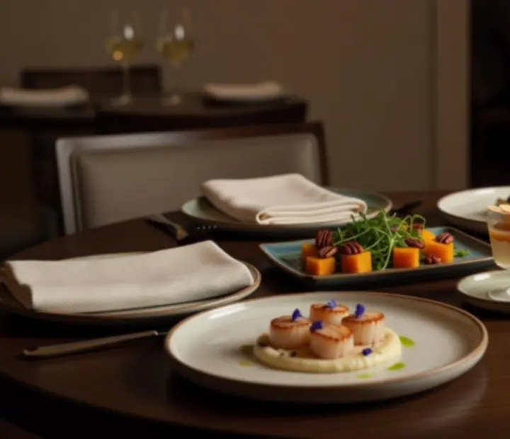 Sezonowe menu degustacyjne elegancko podane w restauracji z atmosferą pokerowego salonu.